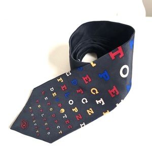 VICKI DAVIS NEW YORK NAVY BLUE SILK TIE OPHTHALMOLOGIST EYE CHART EXAM